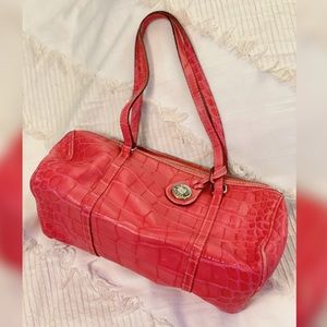 Dooney and Bourke Nile collection hot pink crocodile leather barrel bag